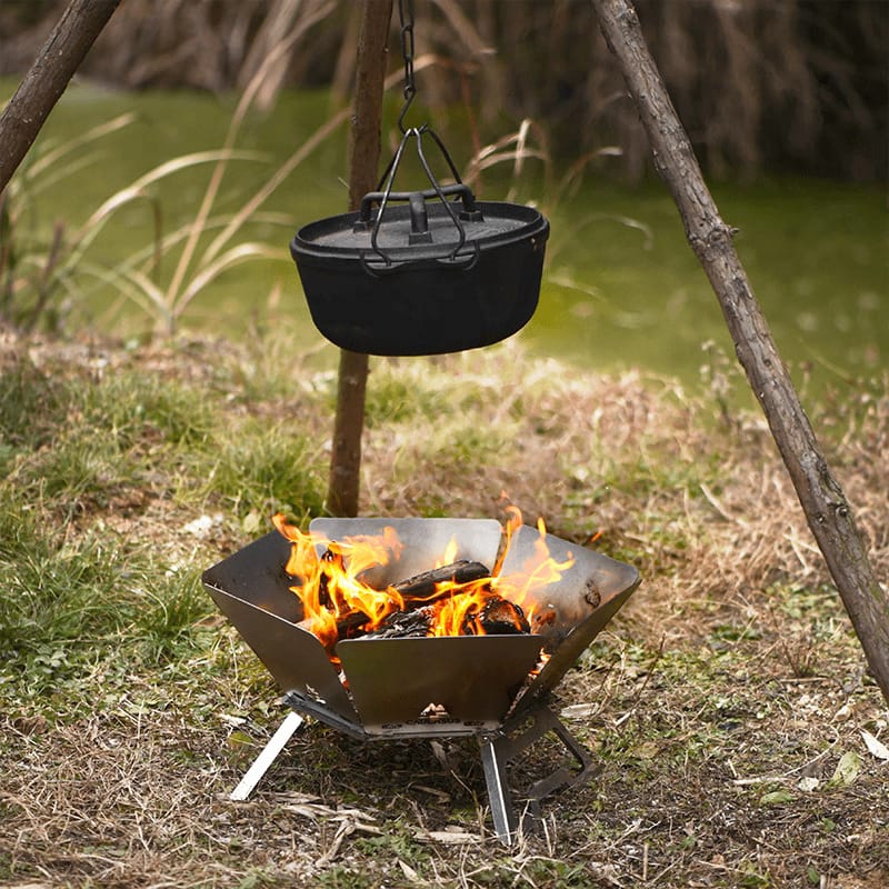 Portable Hexagonal Charcoal Grill and Outdoor Fire Pit for Camping