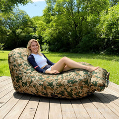 Portable Inflatable Outdoor Sofa – Quick Inflate, Foldable Air Mattress with Storage Bag for Camping, Festivals, Beach & Backyard Lounging