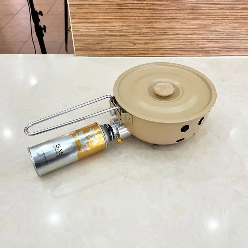 Portable Cassette Camping Stove with All-in-One Cooking Pot