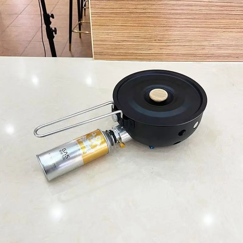 Portable Cassette Camping Stove with All-in-One Cooking Pot