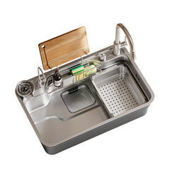 Multi-Functional Stainless Steel Kitchen Sink 30.71"×18.90" Single Bowl Workstation Sink with Faucet & Accessories