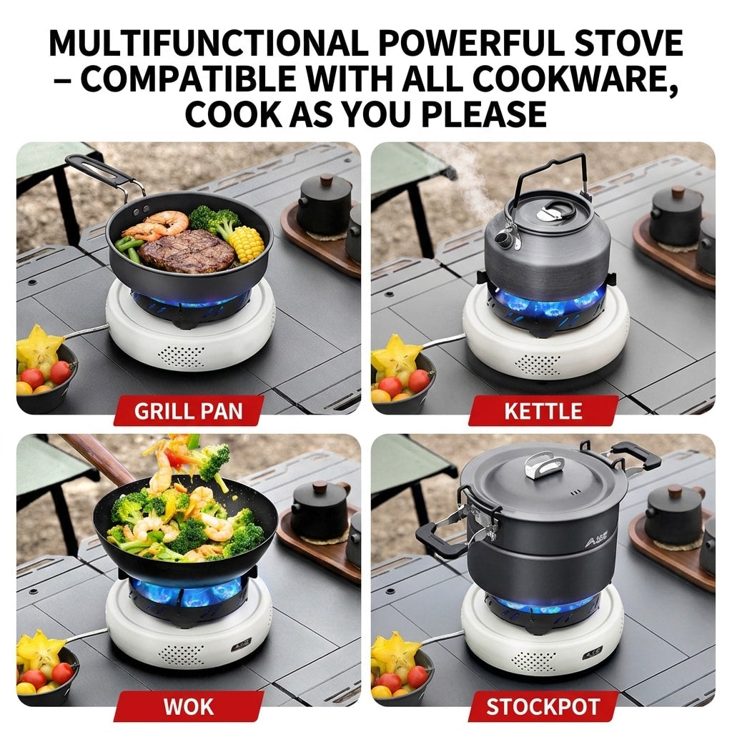 Portable Split Camping Gas Stove, High-Heat Butane Cooker for Outdoor Cooking, Tea Brewing & Camping