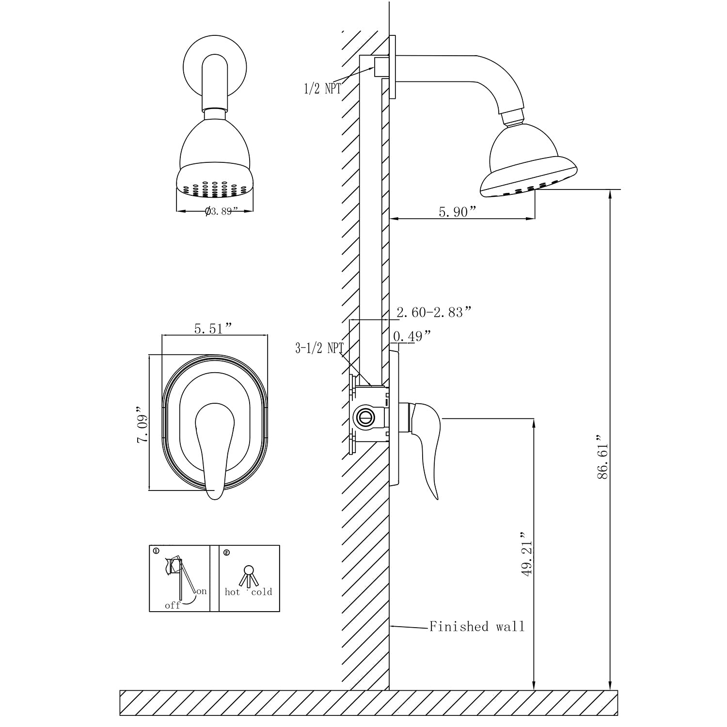 XYlivingstore Multi-Functional Shower Faucet with Included Rough-In Valve – Modern Design for Ultimate Comfort