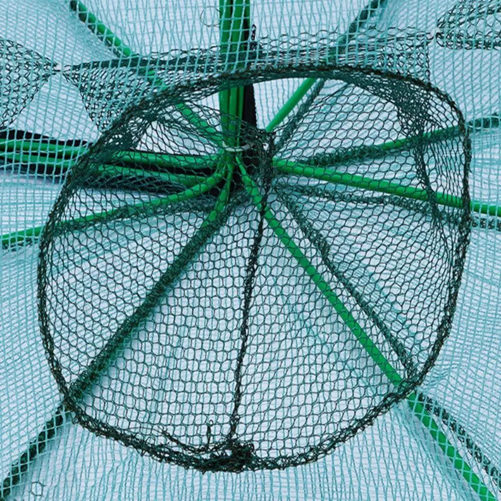 Foldable Hexagon Octagon Fishing Net 6/8/10 Holes Nylon Retractable Fish Trap for Shrimp, Crab, Eel & Lobster