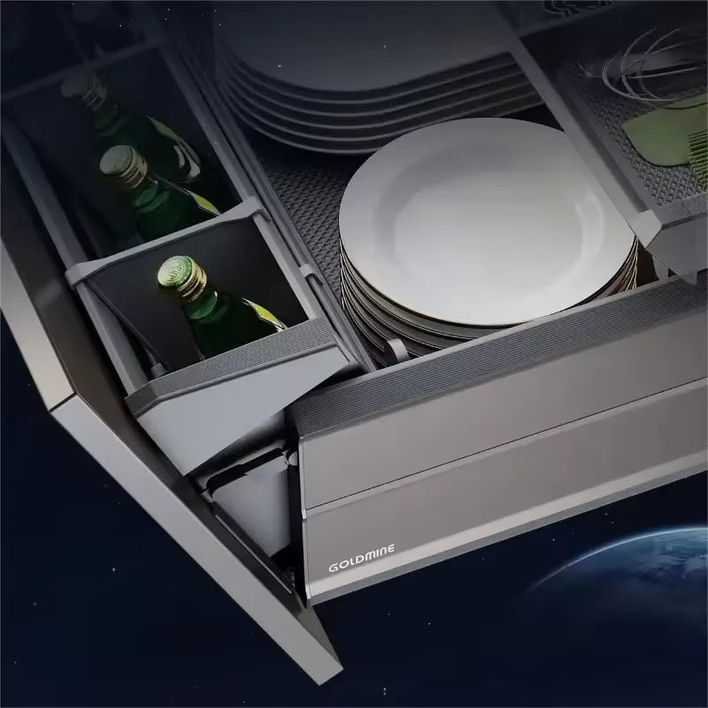XYlivingstore Aluminum Cabinet Organizers – Pull-Out Baskets for Deep Dishes, Bowls, and Tableware Storage