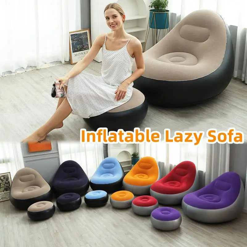XYstore Inflatable Chair with Ottoman Foldable Air Sofa for Living Room, Bedroom, Garden, Camping & Outdoor Relaxation