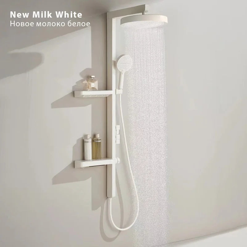 Wall-Mounted Smart LED Rainfall Shower System with Digital Temperature Display and Waterfall Faucet – Luxury Bathroom Upgrade