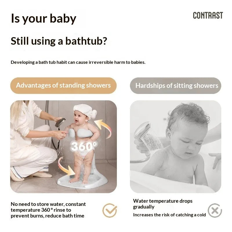 Foldable Baby Bathtub with Non-Slip Seat for Newborns and Toddlers