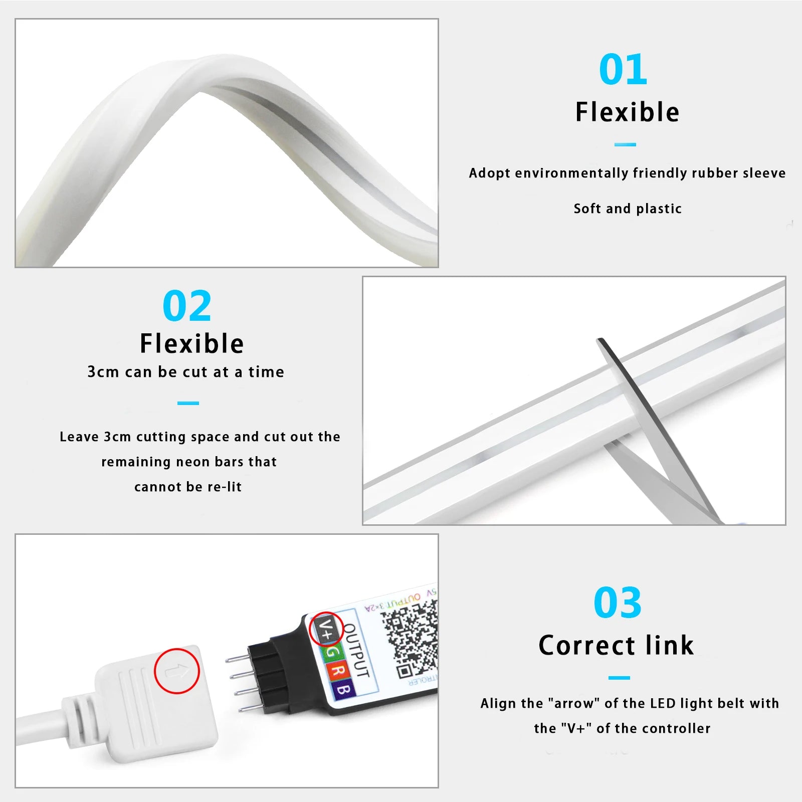 USB RGB Neon LED Strip Lights with App Control and Smart Voice Support