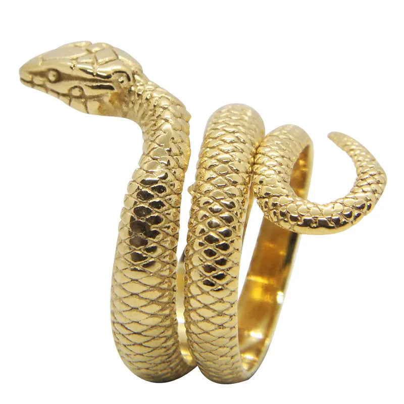 Vleee Snake Ring: Unisex, made from 316L stainless steel. Perfect for Biker, Hiphop, and Rock styles. Available in sizes 5-13.