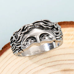 Vleee New Retro Ring: Brass Jesus Head design for Men and Women, crafted in Vintage Pure Copper.