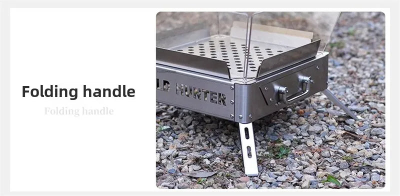 Nordic Stainless Steel Fire Pit Table with BBQ Grill and Glass Wind Guard