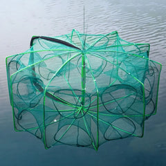 Foldable Hexagon Octagon Fishing Net 6/8/10 Holes Nylon Retractable Fish Trap for Shrimp, Crab, Eel & Lobster