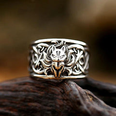 Vleee Stylish Halloween Nine Tails Fox Ring: A Fashionable choice for Women and Men, featuring Animal Stainless Steel and Celtic Knot elements.