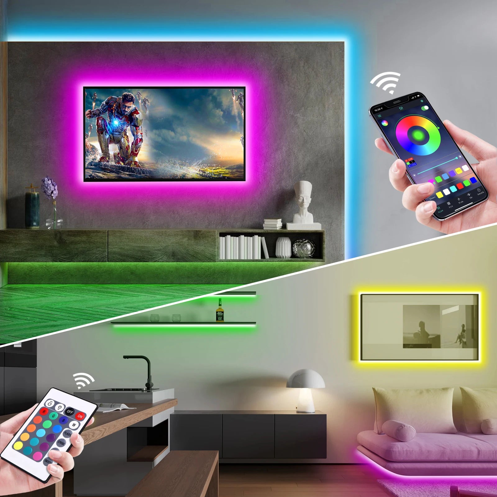 USB RGB Neon LED Strip Lights with App Control and Smart Voice Support