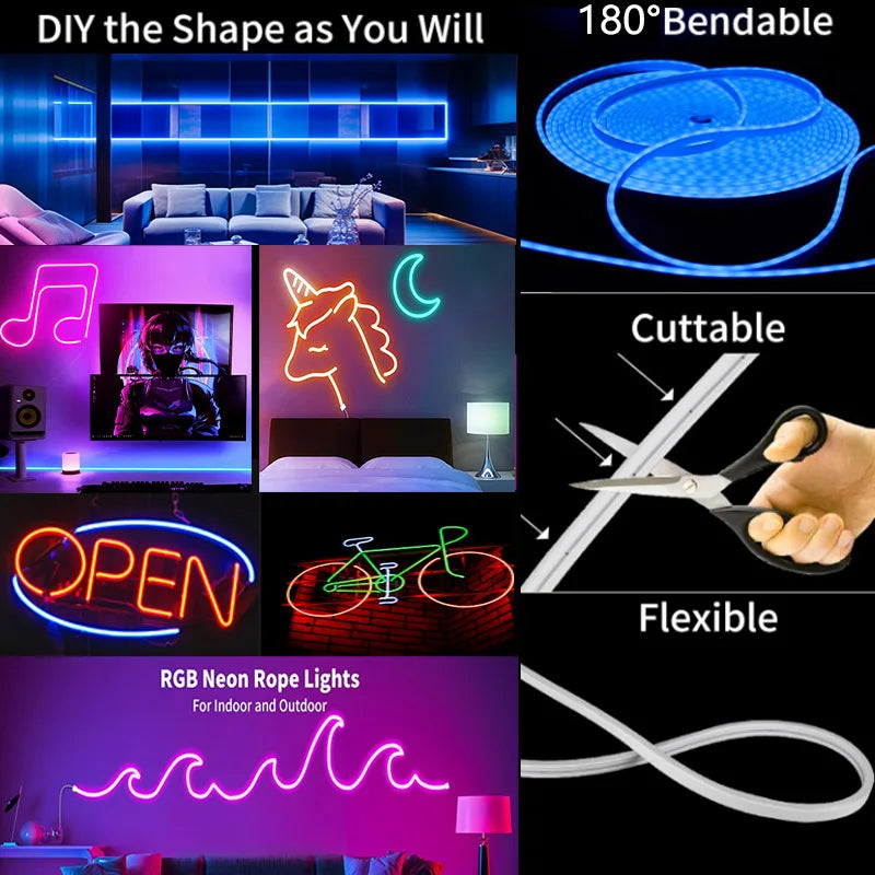 USB RGB Neon LED Strip Lights with App Control and Smart Voice Support