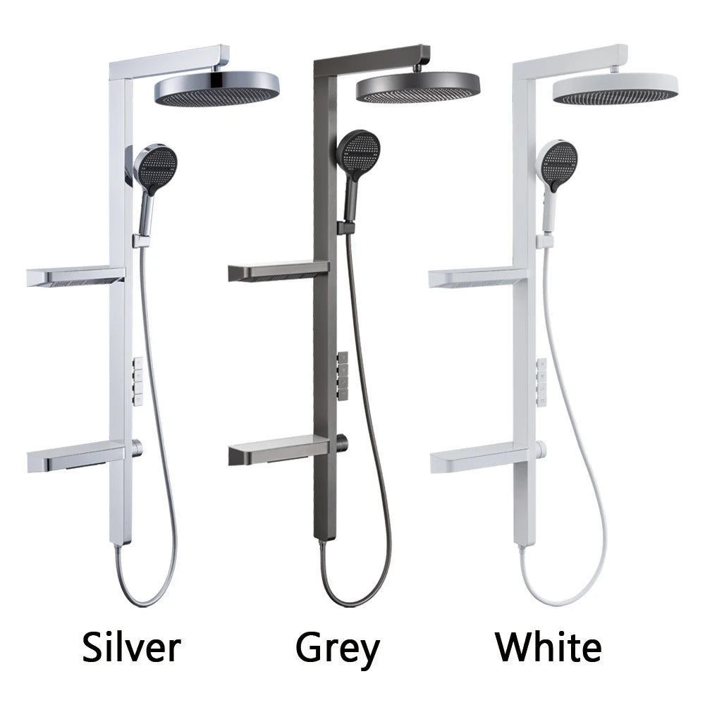 Wall-Mounted Smart LED Rainfall Shower System with Digital Temperature Display and Waterfall Faucet – Luxury Bathroom Upgrade