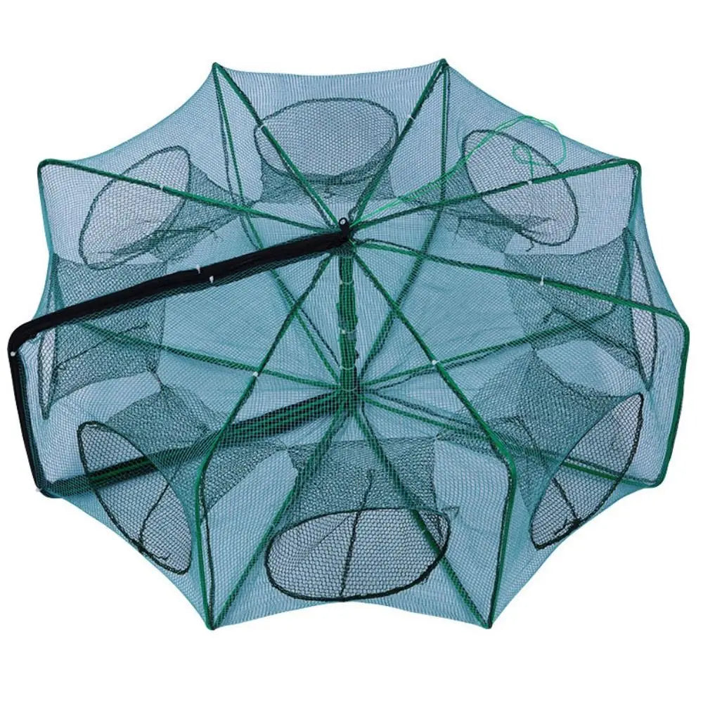Foldable Hexagon Octagon Fishing Net 6/8/10 Holes Nylon Retractable Fish Trap for Shrimp, Crab, Eel & Lobster