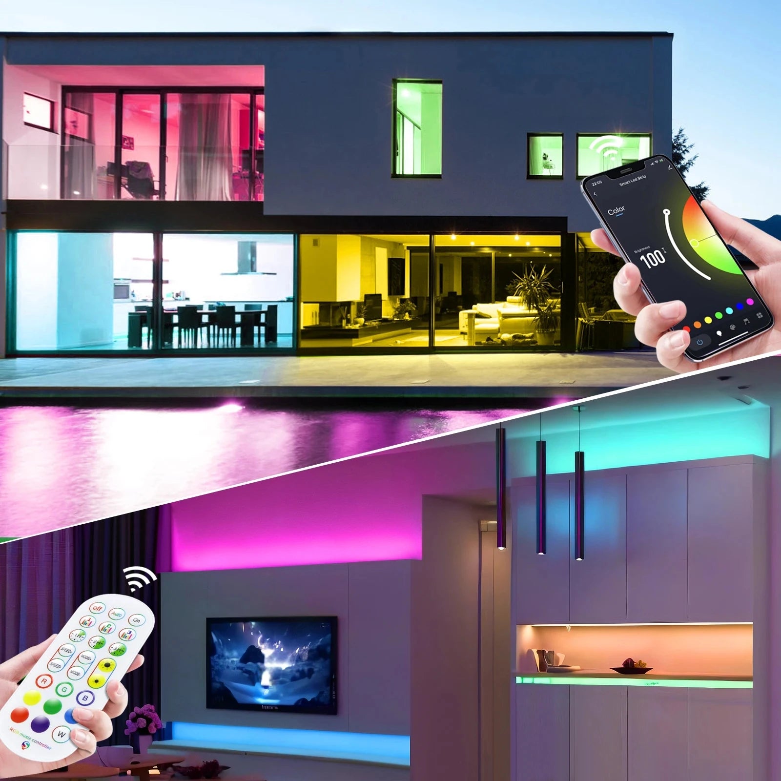 USB RGB Neon LED Strip Lights with App Control and Smart Voice Support