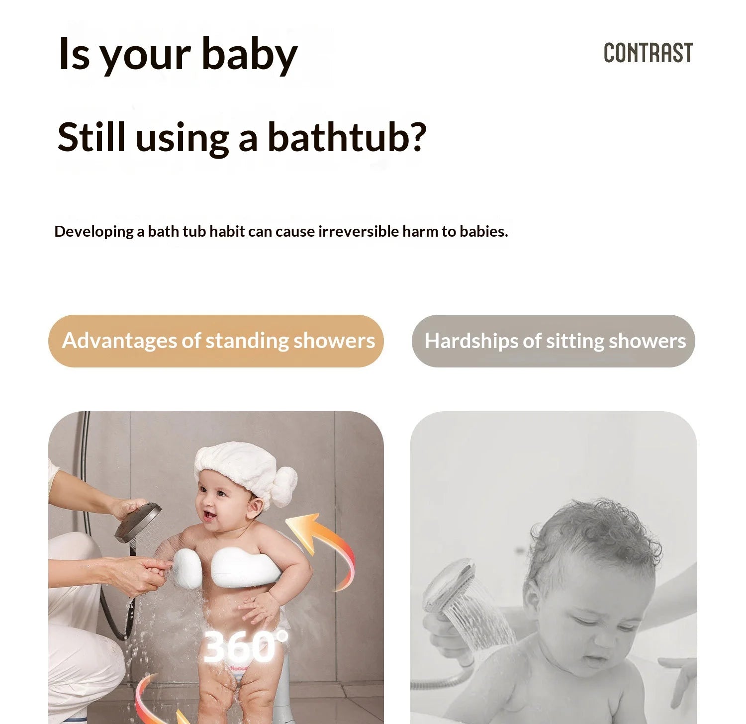 Foldable Baby Bathtub with Non-Slip Seat for Newborns and Toddlers