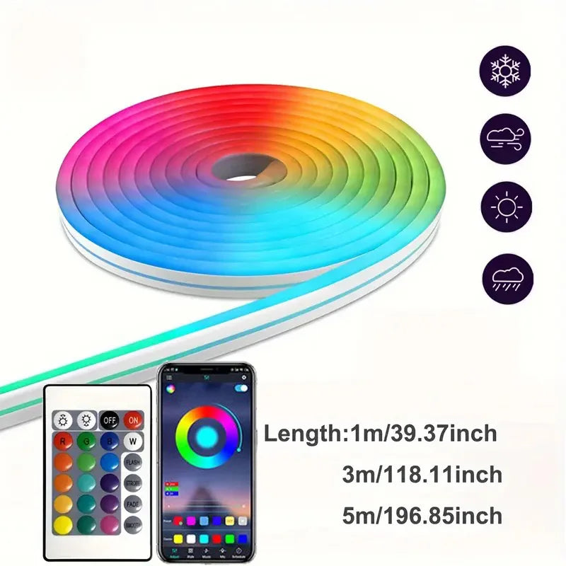 USB RGB Neon LED Strip Lights with App Control and Smart Voice Support