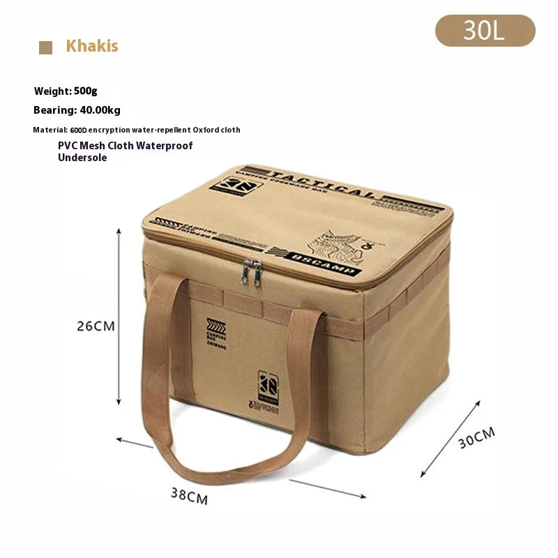 30-42L Tactical Camping Storage Bag – Waterproof Insulated Folding Organizer for Outdoor Gear & Picnic Tableware