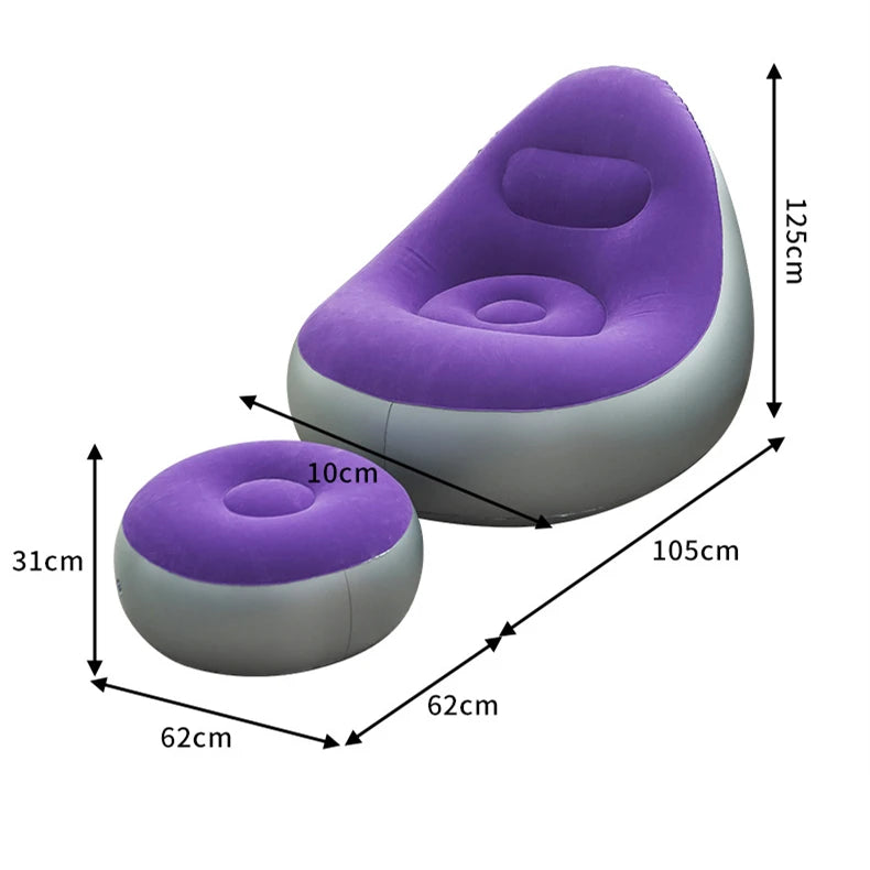 XYstore Inflatable Chair with Ottoman Foldable Air Sofa for Living Room, Bedroom, Garden, Camping & Outdoor Relaxation