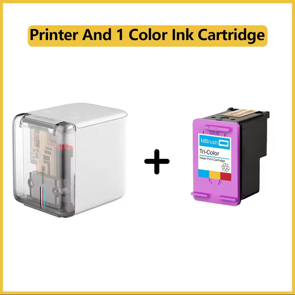 Mini Portable Thermal Color Printer - MBrush Handheld Inkjet Printer with WIFI, Cartridges, DIY HD Printing for Tattoos, Logos, Words & Pictures