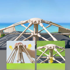 Portable Camping Tent Quick Setup, Foldable Hexagon Sunshade, UV-Proof Black Silver Coated, 3-5 Person Outdoor Shelter