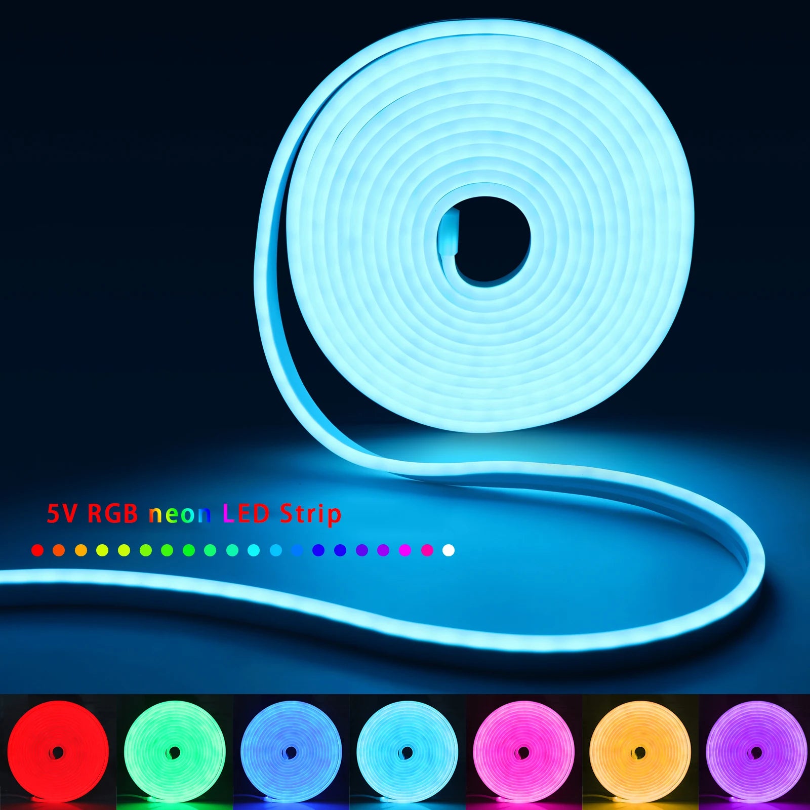 USB RGB Neon LED Strip Lights with App Control and Smart Voice Support