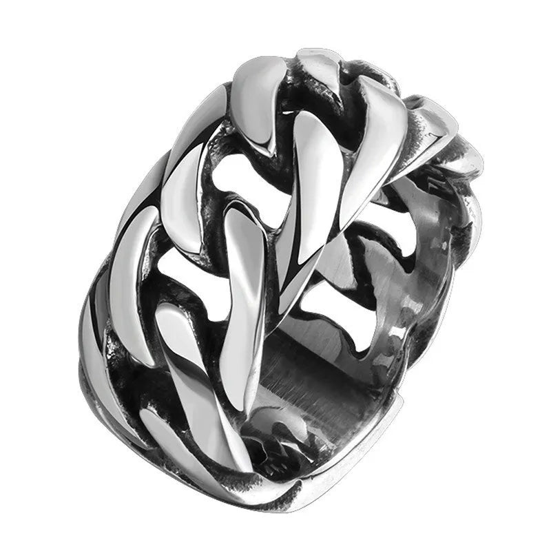 Vleee Popular Men's Two-Color Cross Twist Ring: Perfect for Punk Hip Hop Party Style.