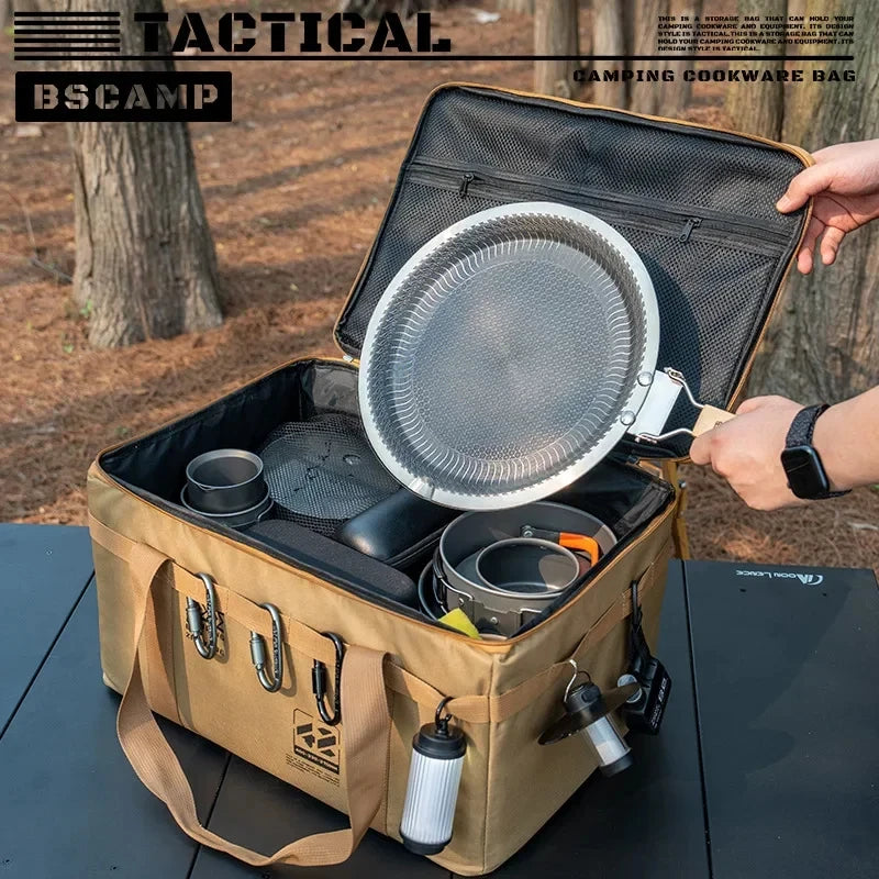 30-42L Tactical Camping Storage Bag – Waterproof Insulated Folding Organizer for Outdoor Gear & Picnic Tableware