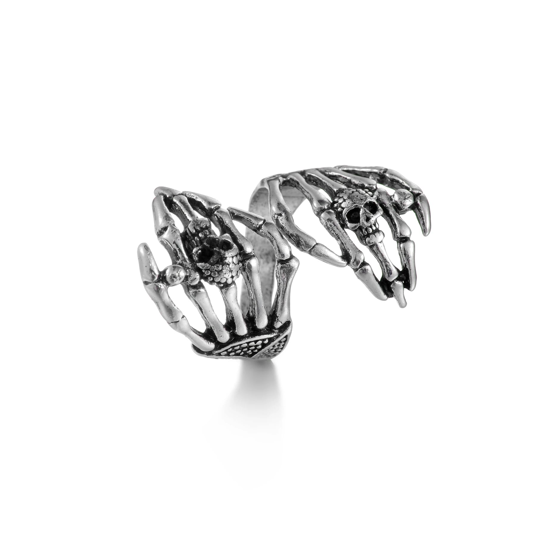 Vleee Vintage Silver Skeleton Hug Ring: Punk Style, Adjustable, Ideal Retro Jewelry Gift for Men and Women. Dropshipping available.