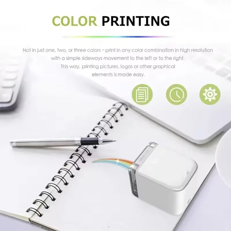 Mini Portable Thermal Color Printer - MBrush Handheld Inkjet Printer with WIFI, Cartridges, DIY HD Printing for Tattoos, Logos, Words & Pictures