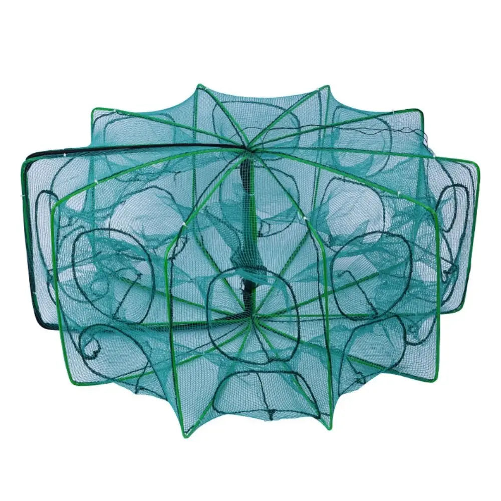 Foldable Hexagon Octagon Fishing Net 6/8/10 Holes Nylon Retractable Fish Trap for Shrimp, Crab, Eel & Lobster