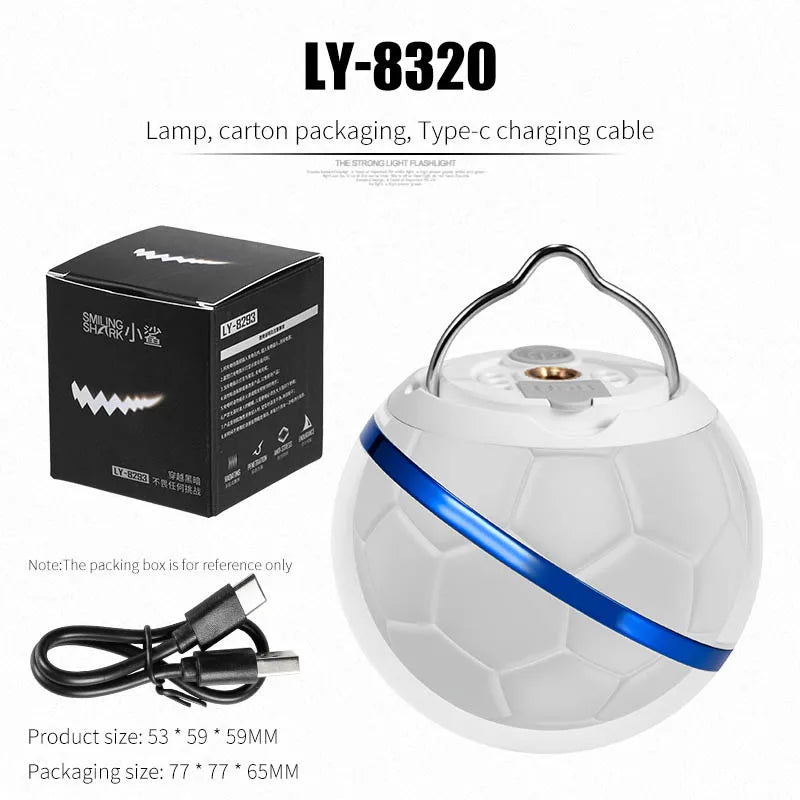 Rechargeable Football Camping Lantern LED Warm Night Light Portable Emergency Light for Camping Home
