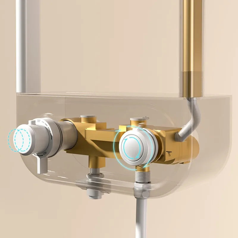 XYlivingstore's innovative shower system features a futuristic design with a modern, stylish aesthetic
