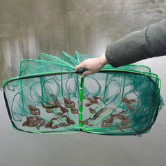 Foldable Hexagon Octagon Fishing Net 6/8/10 Holes Nylon Retractable Fish Trap for Shrimp, Crab, Eel & Lobster