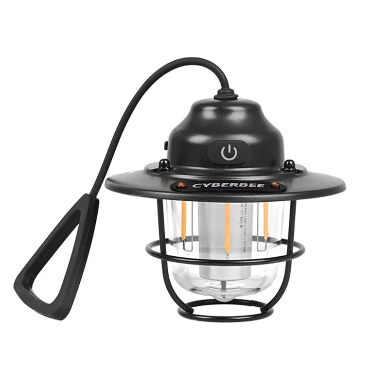 Outdoor Vintage Rechargeable Camping Light – Portable LED Tent Lantern with Type-C Charging
