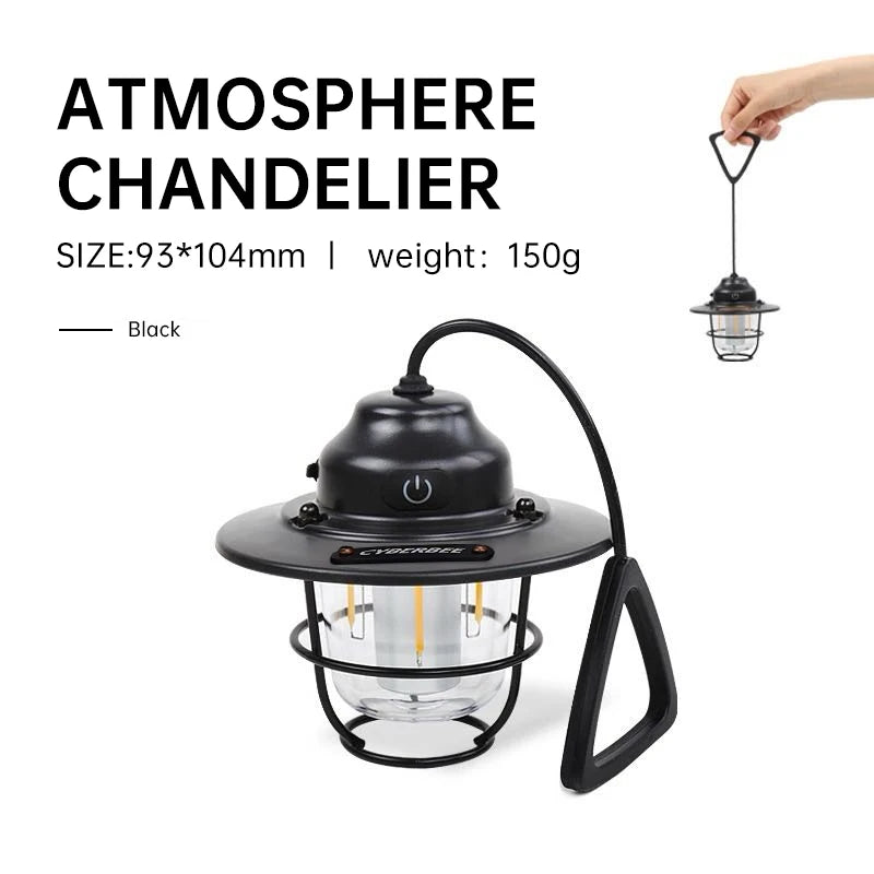 Outdoor Vintage Rechargeable Camping Light – Portable LED Tent Lantern with Type-C Charging