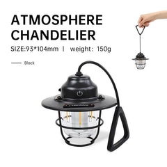 Outdoor Vintage Rechargeable Camping Light – Portable LED Tent Lantern with Type-C Charging