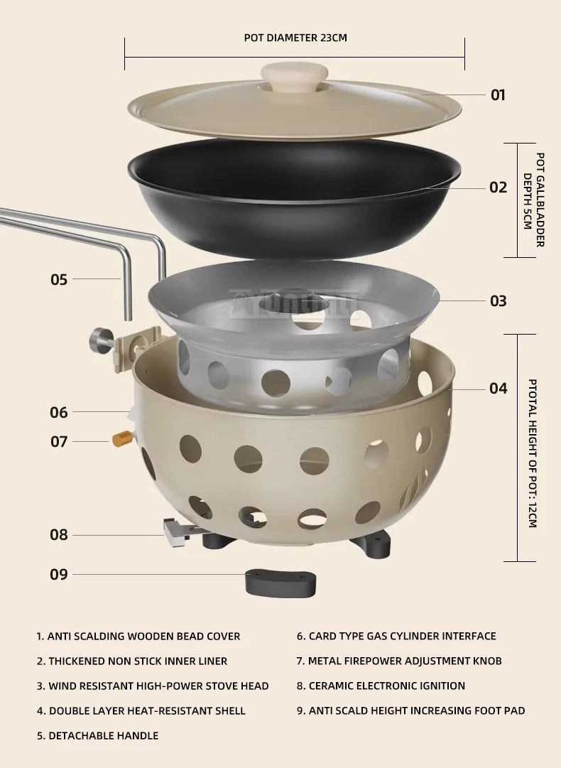 Portable Cassette Stove with All‑in‑One Cooking Pot for Camping & Picnic