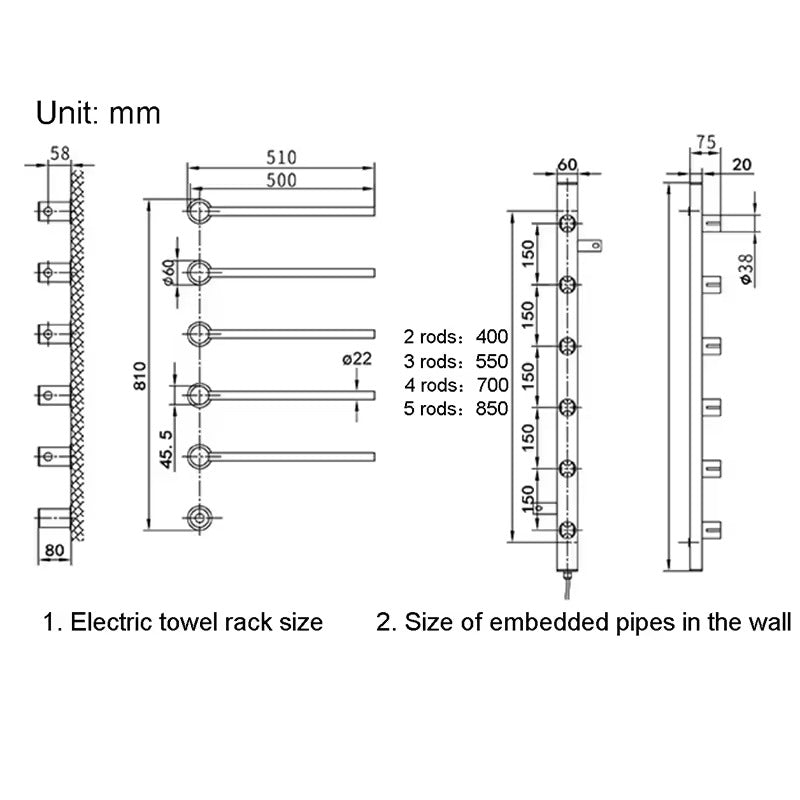 xylivingstore Wall-Mounted Electric Heated Towel Rack – Sterilizing & Drying for Bathroom Comfort