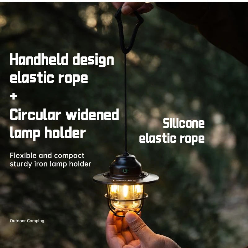 Outdoor Vintage Rechargeable Camping Light – Portable LED Tent Lantern with Type-C Charging