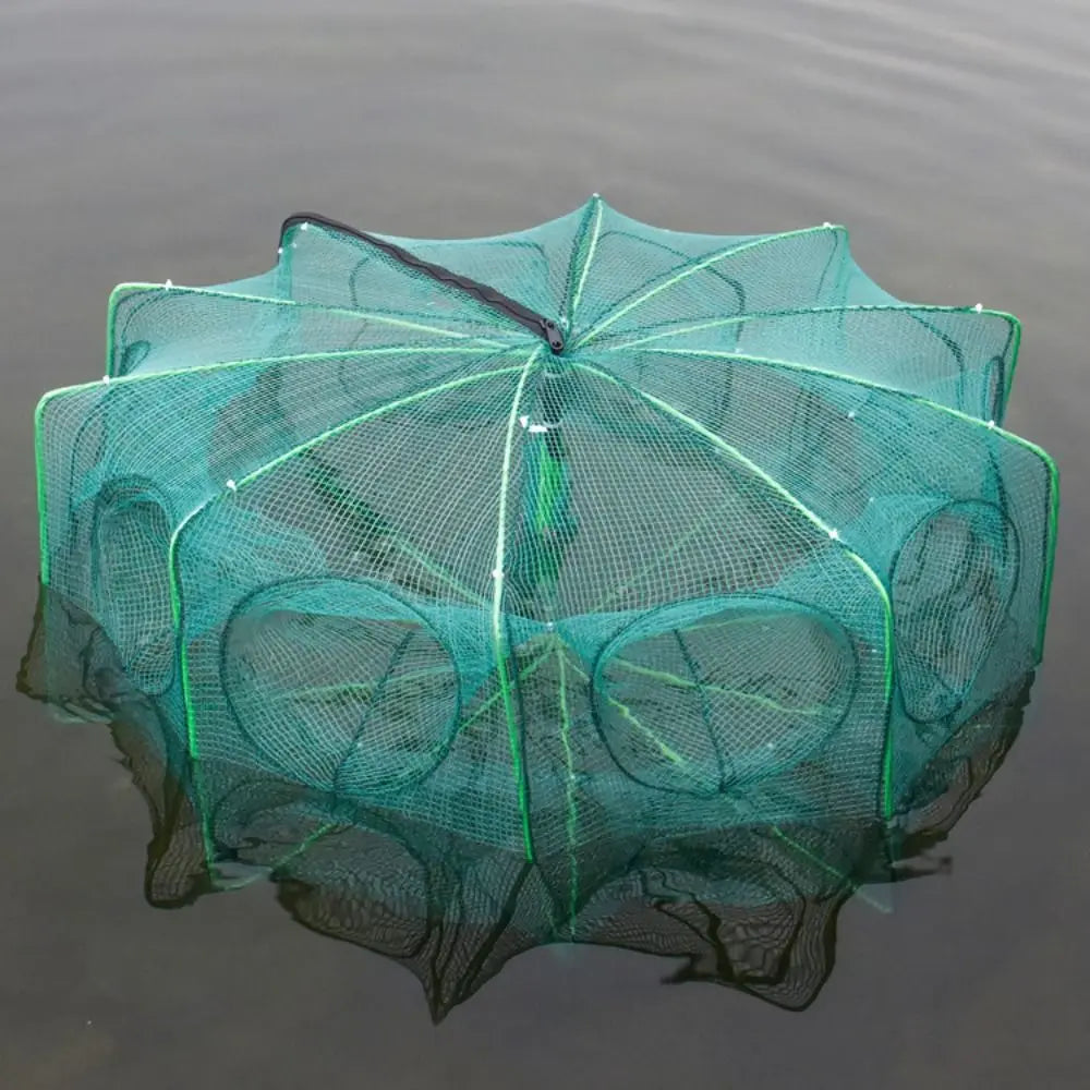 Foldable Hexagon Octagon Fishing Net 6/8/10 Holes Nylon Retractable Fish Trap for Shrimp, Crab, Eel & Lobster