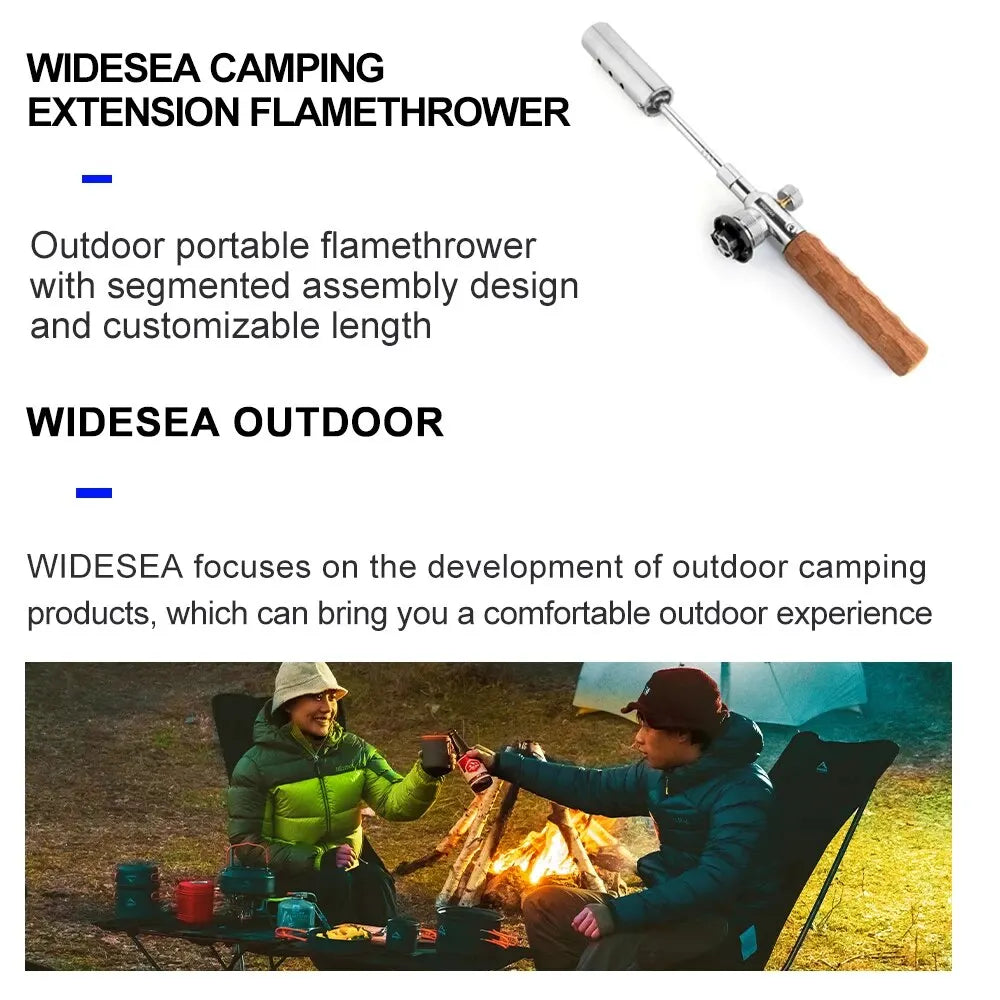 XYlivingstore Camping Long Flame Igniter – Portable Wooden Handle Gas Burner for BBQ & Outdoor Cooking