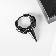 Vleee Gothic Punk Stainless Steel Hoop Earrings: Retro Dragon Pattern for Men and Women in Hip Hop Rock Style.