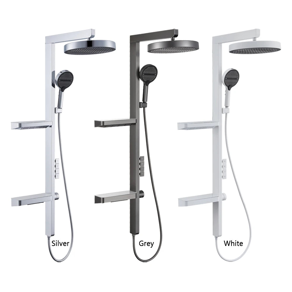 Wall-Mounted Smart LED Rainfall Shower System with Digital Temperature Display and Waterfall Faucet – Luxury Bathroom Upgrade