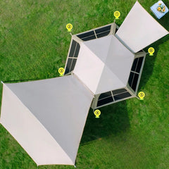 Portable Camping Tent Quick Setup, Foldable Hexagon Sunshade, UV-Proof Black Silver Coated, 3-5 Person Outdoor Shelter