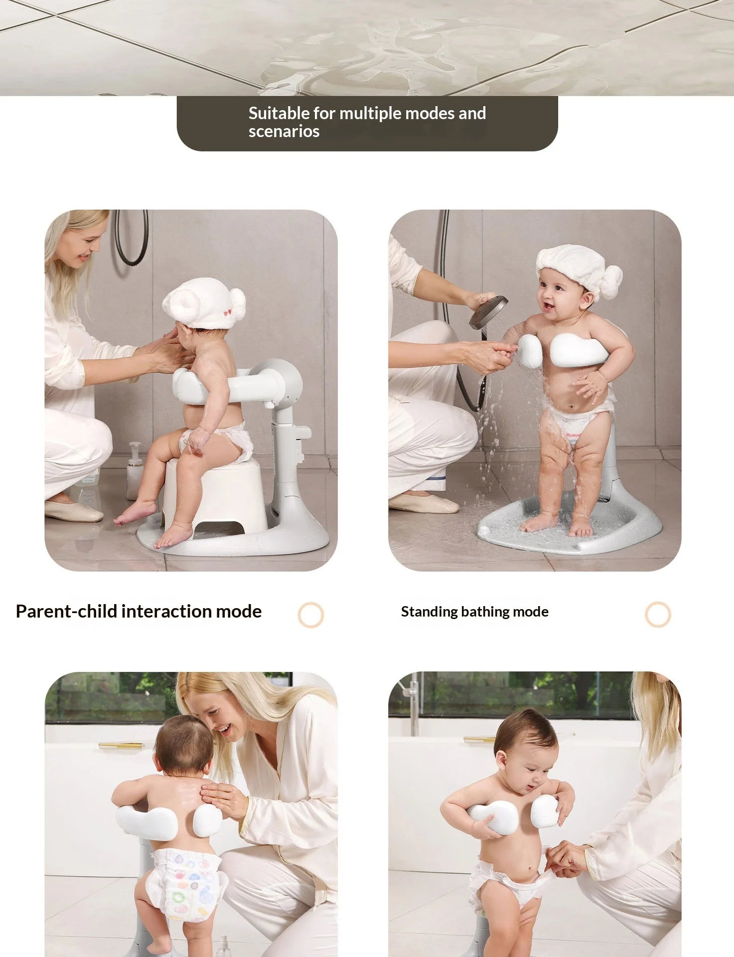 Foldable Baby Bathtub with Non-Slip Seat for Newborns and Toddlers